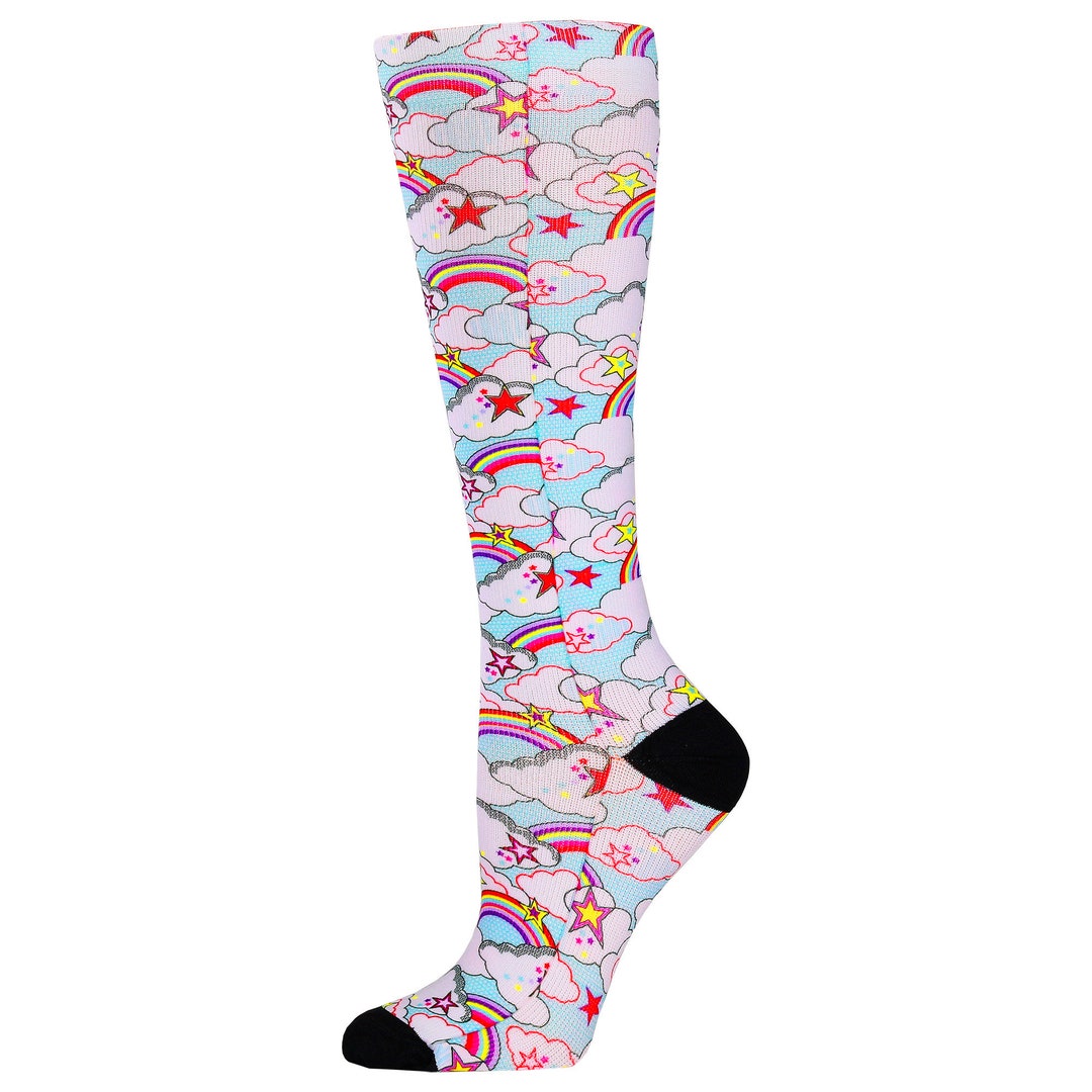 Women's Compression Socks Rainbows Knit 8-15mmhg Regular and Queen ...