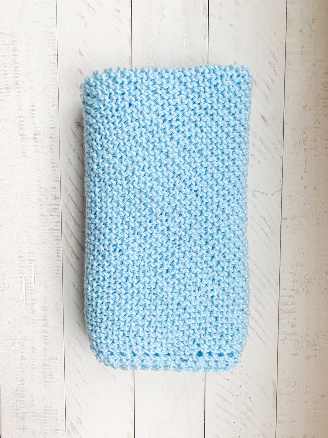Knit Blue Baby Boy Blanket Newborn Infant Girl Boy Unisex Etsy UK