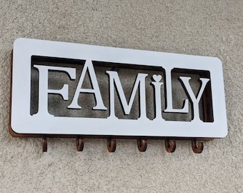 Laser Cut Wooden Key Holder, Family Home Decor (SVG, PDF, AI Cut File)
