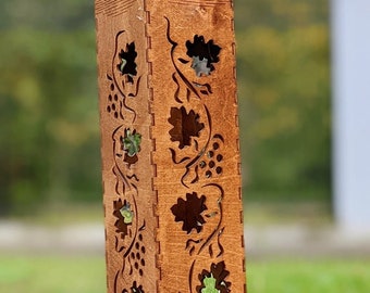 Laser Cut Wine Box, Plywood Grape Vine Design (Digital Files)
