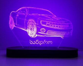 Car 3D Light – Laser Cut V8 Optical Illusion Lamp (File)