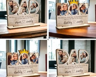 Personalized Wooden Photo Frame Gift - Mom and Dad (Two in One File)