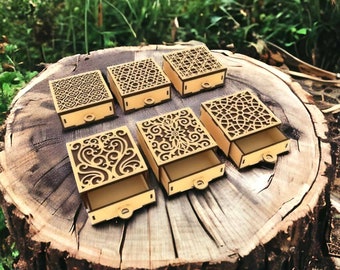 Laser Cut Wooden Box Template with Decorative Carvings (Digital Download)