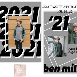Senior Grad card for photographers PSD file // IPS templates