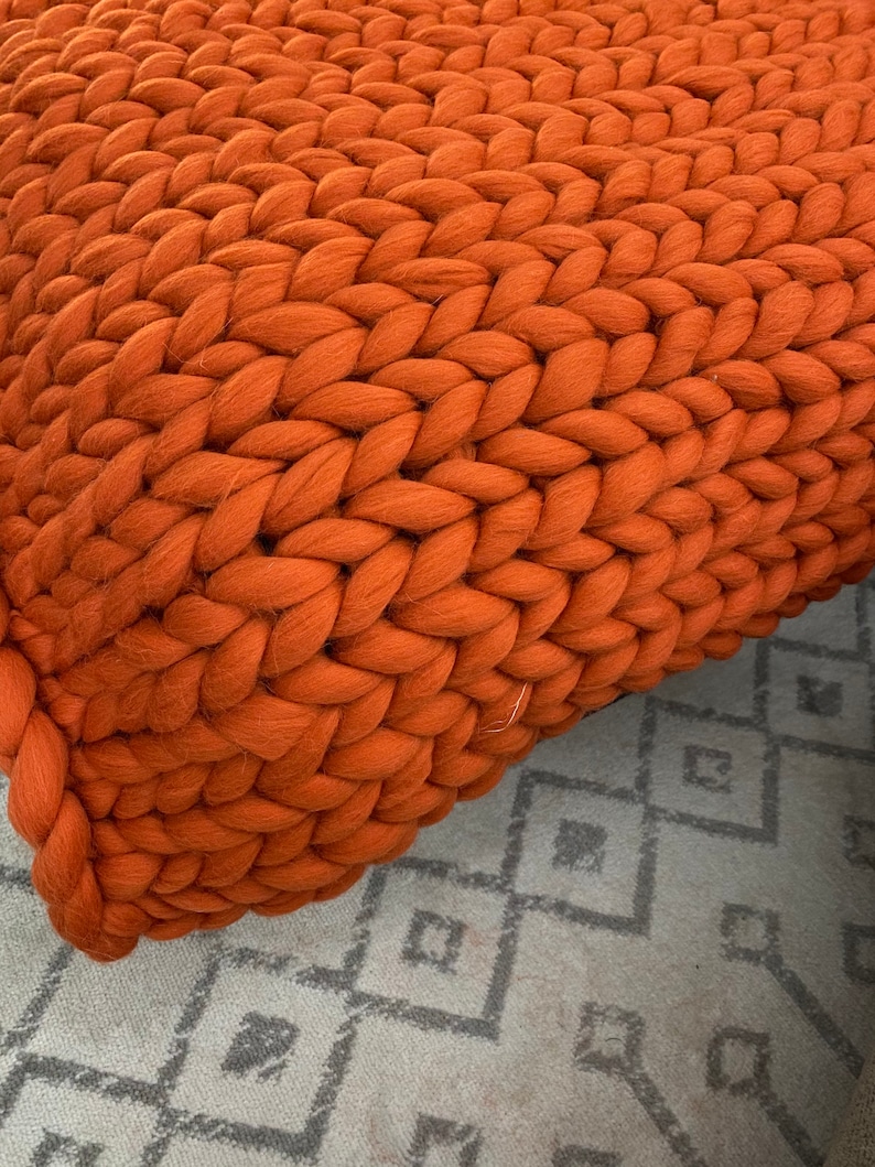 Chunky Knit Blanket / Vegan Polyester Yarn / Cheap Chunky Etsy