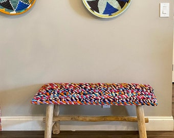 Long Upcycled T-Shirt Benches-Pink Vibrant