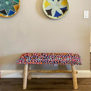 Long Upcycled T-Shirt Benches-Pink Vibrant