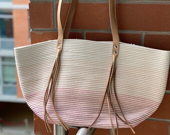 Panier Cotton Woven Handbags- Pinks