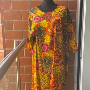Waxprint Sleeved Shift Dresses:Circle Mix