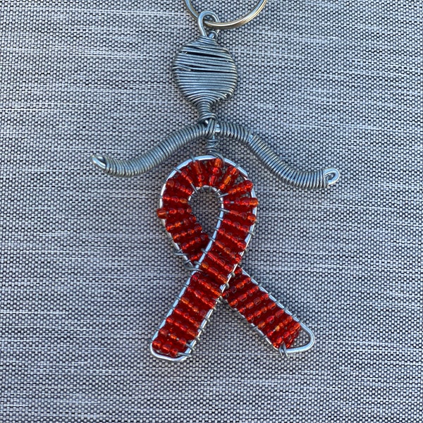 Zulu Beaded Aids Ribbon Keychains
