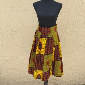 Waxprint High Waisted Skirts- Yellow Eyes