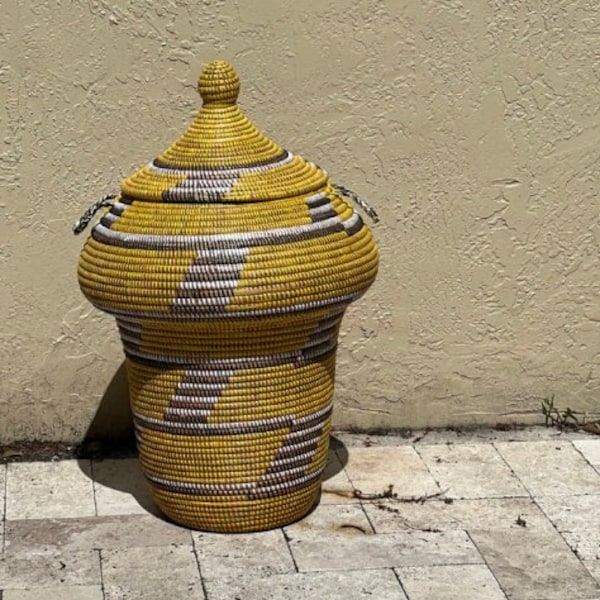 XL African Storage Basket- Modern Blues