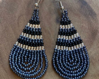 Zulu Drop Earrings- Navy, Black and Silver