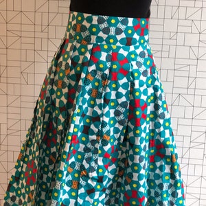 Waxprint High Waisted Skirts- Turquoise  Mix