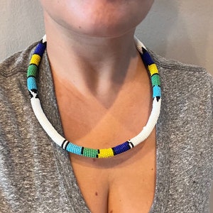 Zulu Tribal Tube Chocker Necklace- White