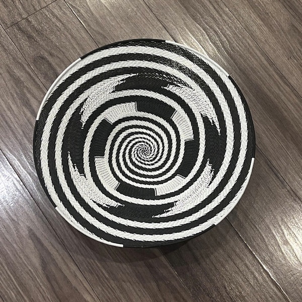 Large Telephone Wire Bowl- Black Swirl