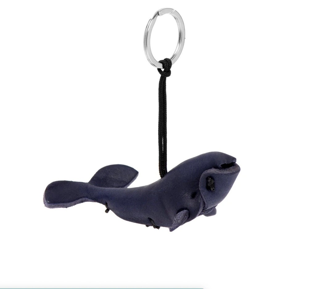 Leather Whale Keychainnavy Etsy