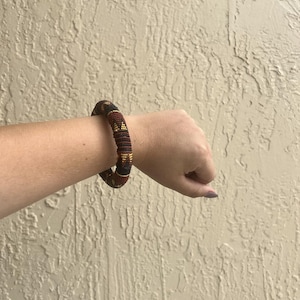 Thick Zulu Beaded Bangles-Brown Black Gold