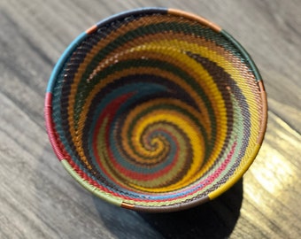 Telephone Wire Cone Bowl -Rainbow Swirl