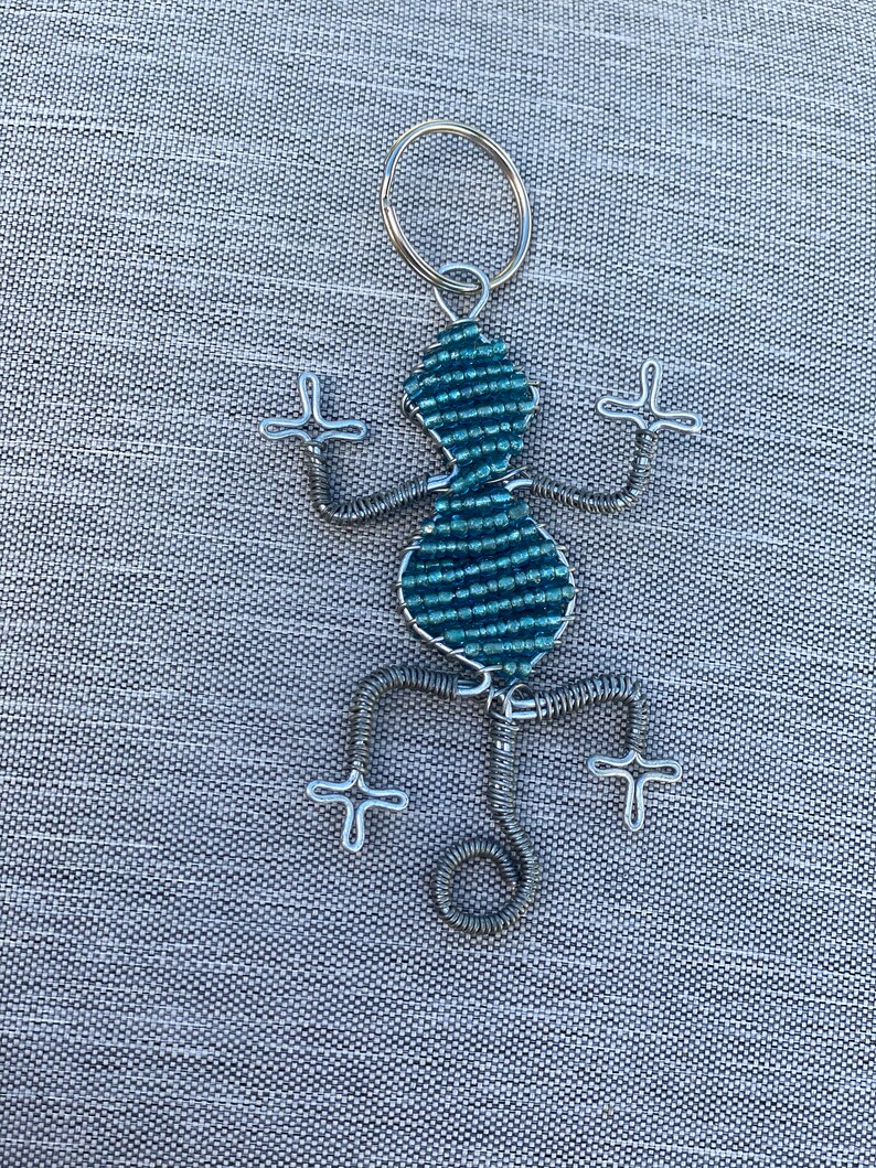 Blues Zulu Beaded Gecko Keychains