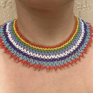 Ntombi Zulu Beaded Necklace-Rainbow