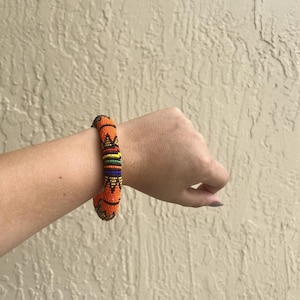 Thick Zulu Beaded Bangles- Orange