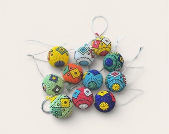 Zulu Beaded Ball Ornament- Colorful