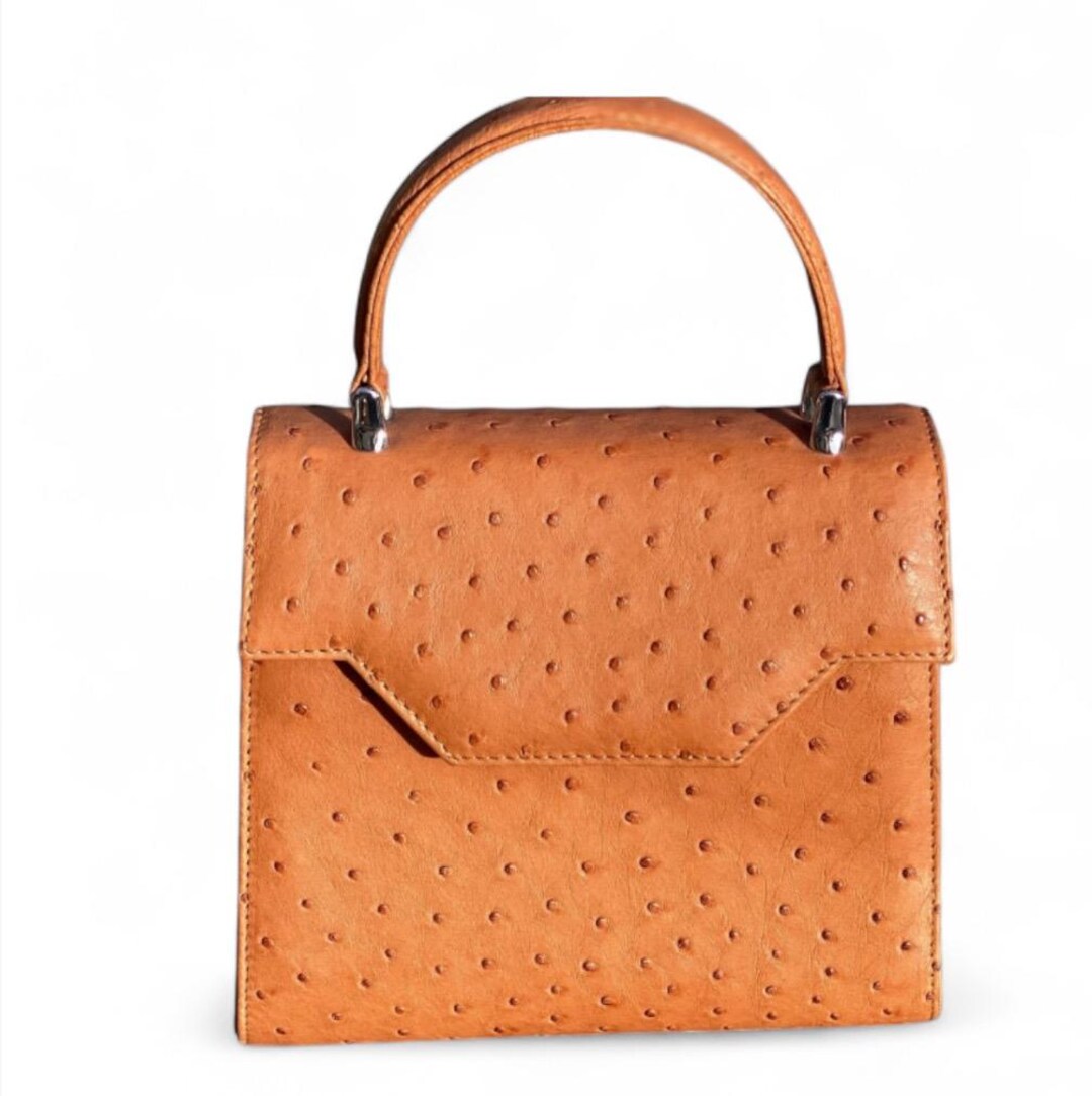 Genuine Ostrich Top Handle Handbag-tan - Etsy