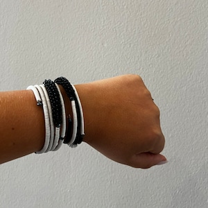 Telephone Wire Spiral Bracelet-Black and White