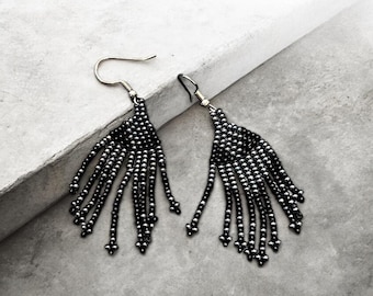 Zulu Feather Earrings- Navy and Black