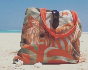 Bolsos de playa de cebra naranja caprichosos