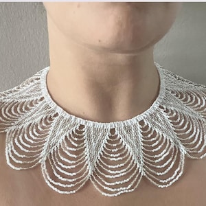 Zulu Beadwork Spear Necklace- White