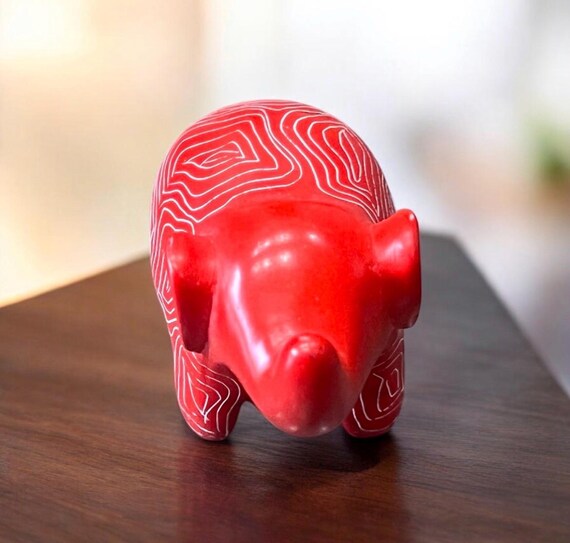 象の石鹸石の置物 - レッド - Etsy 日本