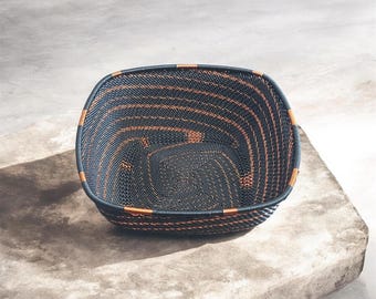 Square Telephone Wire Bowl - Black and Copper