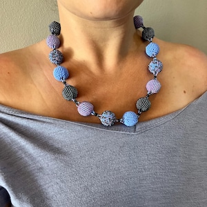 Zulu Beaded Bobble Necklace- Purple