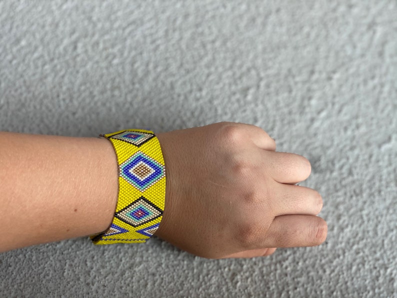 Thick Zulu Beaded Fashion Bracelet- Yellow Diamonds Thick Zulu Beaded Fashion Bracelet- Yellow Diamonds
