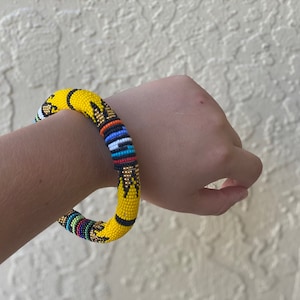 Thick Zulu Beaded Bangles- Yellow