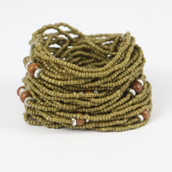 Bohemian Multi Strand Bracelet- Olive