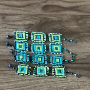 Unisex Zulu Square Bracelet - Greens