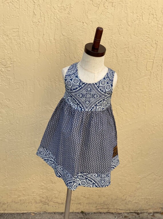 Shweshwe Girls Dress navy Diamonds XS Etsy