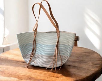 Bolsos de mano tejidos de algodón Panier - Azules