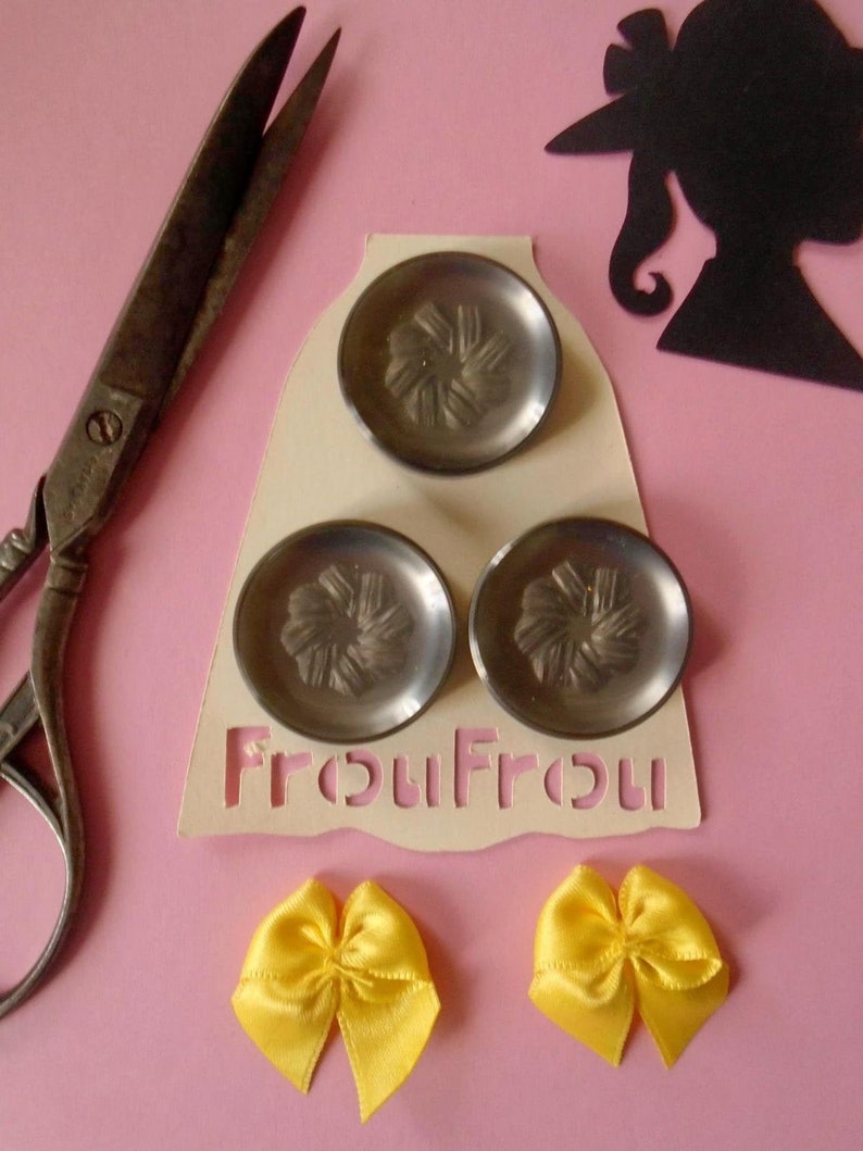 sewing grey scrapbooking retro fashion large grey buttons 3.3cm vintage French customization