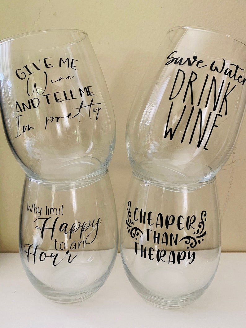Wine glass Customizable funny quotes and saying Etsy