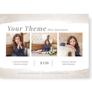 Mini Session Template, Mini session marketing, Photography marketing, Neutral Mini Sessions Template, Editable Marketing Board, Photographer