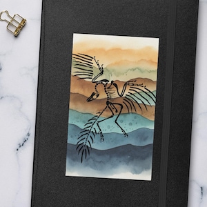 Archaeopteryx Fossil Notebook – Watercolor Prehistoric Bird Skeleton Journal | Science & Nature-Inspired Gift for Dino Fans