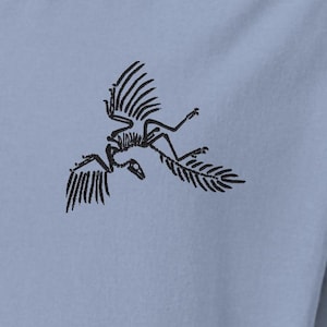 Archaeopteryx Fossil Shirt – Prehistoric Bird Skeleton Tee – Dinosaur Embroidered Unisex Shirt – Paleontology Gift