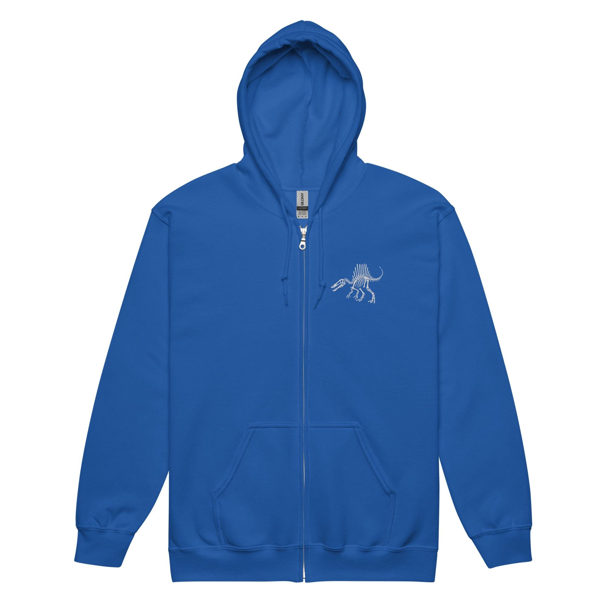 Spinosaurus Fossil Zip Hoodie – Embroidered Dinosaur Hoodie, Cozy 