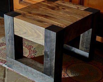 American-Made Brand New, Sturdy, Handmade, Rustic, Wooden Step Stool/End Table with Hand-Rubbed Protective Wax Finish
