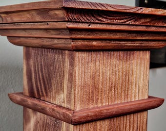 American-Made Decorative Rustic Wood/Wooden Column for Home Decor, Pedestal/Stand for Vases, Statues, Plants, etc (Copper).