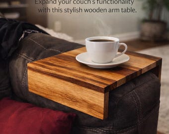 Exotic Wood Sofa Arm Table - Handcrafted